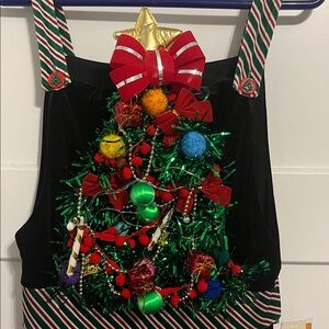 No Boundaries Christmas Tree Jumpsuit Romper Overalls XS size 0 2 NWT velour